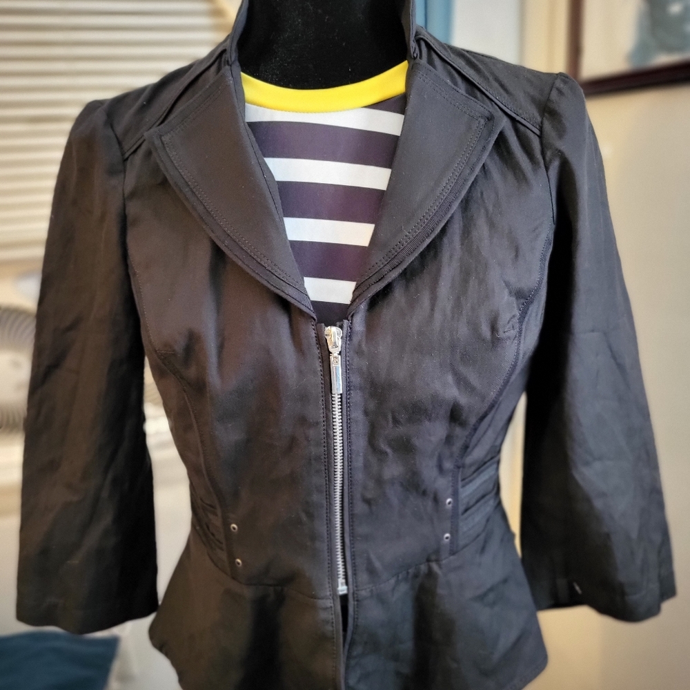 Black White & Pop of Yellow Striped Dress w/ Bonus WHBM Jacket! - Picture 7 of 10